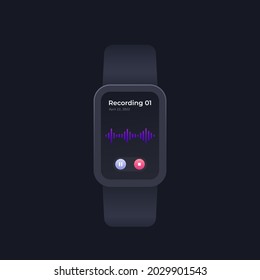 Audio recording in smart watch, vector ui design