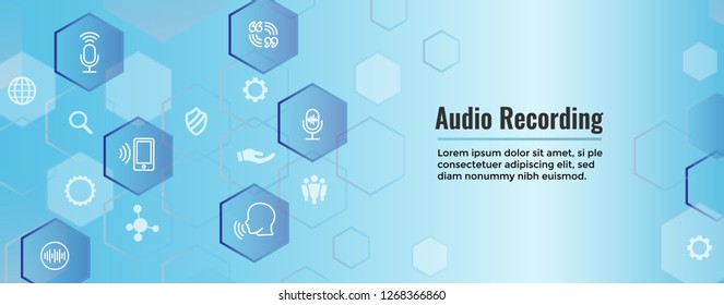 Audio Recording / Voice Command Icon with Sound Wave Images