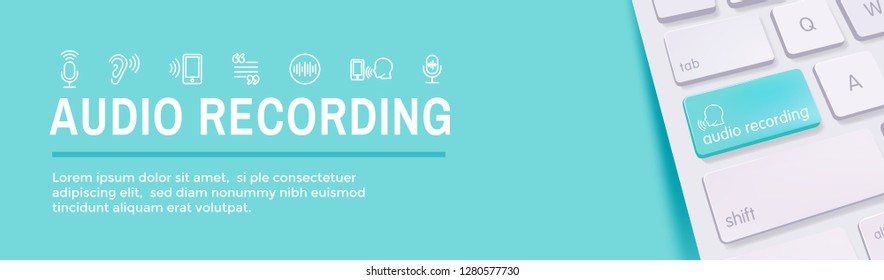 Audio Recording / Voice Command Icon with Sound Wave Images