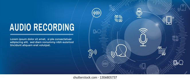 Audio Recording / Voice Command Icon with Sound Wave Images