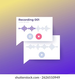 Audio recordings, voice memo vector design