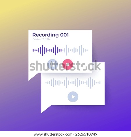 Audio recordings, voice memo vector design