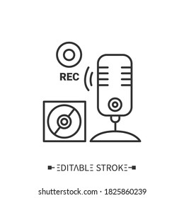 Audio records line icon. Educational audio texts. Methodist materials. Foreign languages learning methods and translation education concept. Isolated vector illustration. Editable stroke