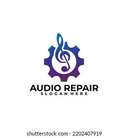 audio repair logo vector design template