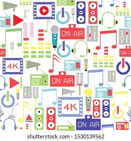 audio seamless pattern background icon.