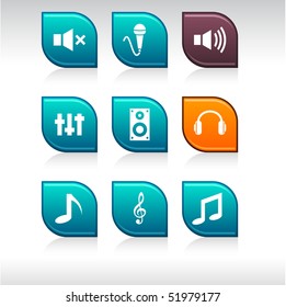Audio-Set von Blatt-Farbsymbolen.