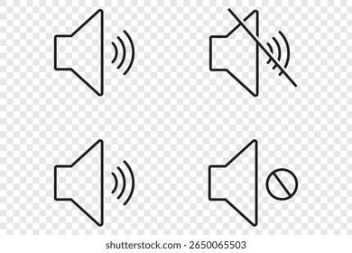 Audio sign symbol. Mute speaker, sound off icon vector set collection. Volume, audio sign symbol.