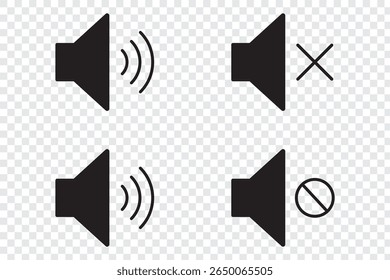 Audio sign symbol. Mute speaker, sound off icon vector set collection. Volume, audio sign symbol.
