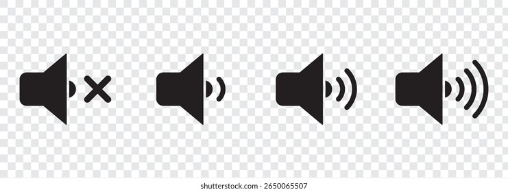 Audio sign symbol. Mute speaker, sound off icon vector set collection. Volume, audio sign symbol.