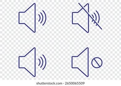 Audio sign symbol. Mute speaker, sound off icon vector set collection. Volume, audio sign symbol.