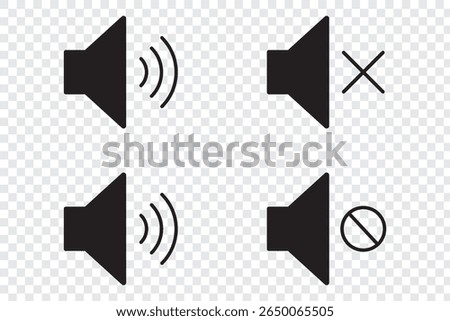Audio sign symbol. Mute speaker, sound off icon vector set collection. Volume, audio sign symbol.