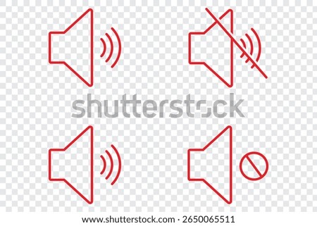 Audio sign symbol. Mute speaker, sound off icon vector set collection. Volume, audio sign symbol.