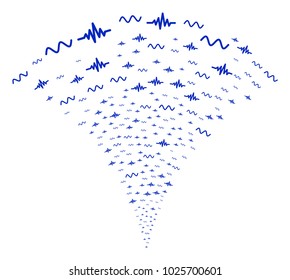 Audio Signal festive fountain. Vector illustration style is flat iconic symbols. Object fountain done from random icons as audio signal fireworks.