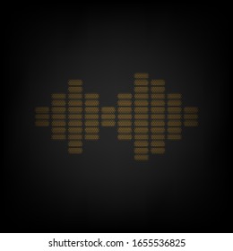 Audio signal sign. Icon as grid of small orange light bulb in darkness. Illustration.