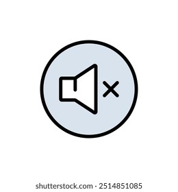 Ícone de cor de configuração do modo silencioso de áudio. Controle de sons. Notificações de silêncio. Sinal de estilo simples para conceito móvel e web design.