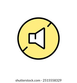 Ícone de cor de configuração do modo silencioso de áudio. Controle de sons. Notificações de silêncio. Sinal de estilo simples para conceito móvel e web design.