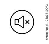 Audio silent mode setting outline icon. Sounds control. Silence notifications. Simple style sign for mobile concept and web design.