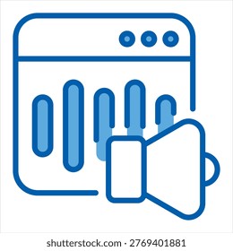Audio Single Icon Blue White
