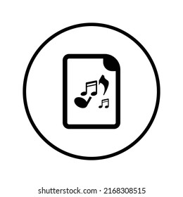 Audio, song, player, file icon. Black vector graphics.