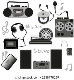 Audio sound music systems historical vector illustration