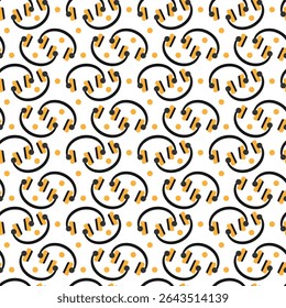 Audio sound pattern. DJ earphones music. Seamless headphones pattern with music wave. 