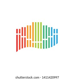 Audio sound wave equalizer icon logo template