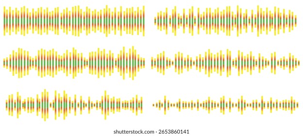 Audio Sound Wave Icons Set  Voice Message, Music Player, Podcast Equalizer, Radio Signal   Recording Line Vecto