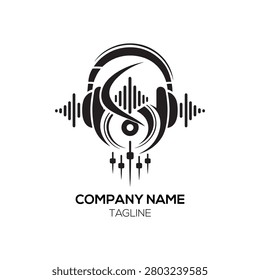 Audio Sound Wave logo displays a pair of professional studio headphones integrated with a centralized oscillating sound waveform, representing high-fidelity auditory experiences and precision audio engineering, perfect for music production houses, podcasting platforms, or professional sound equipment manufacturers seeking a clear and modern visual identity.