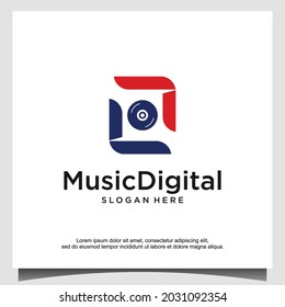 audio sound wave logo template stock design. line abstract music technology logotype. digital element emblem, graphic signal waveform, curve, volume and equalizer. illustration Vector