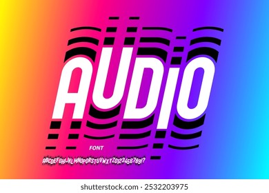 Audio. Sound Wave Rhythm Font Design: Alphabet Letters and Numbers Vector Illustration