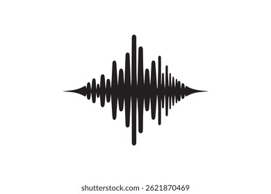 Audio sound wave vector silhouette illustration isolated in white background
