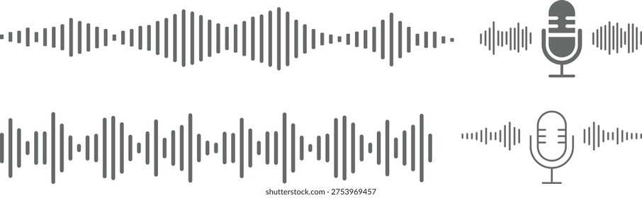 Audio sound wave waveform music pulse equalizer elements collection