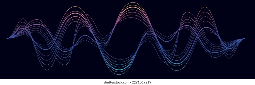 Audio soundwave. Colorful music pulse oscillation. Glowing impulse pattern