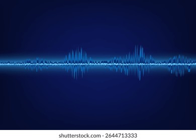 An audio soundwave visualization on dark blue background, This content was created using vector drawing tools and software, not generated by AI