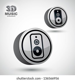 Icono de redondeo vectorial 3d del altavoz de audio aislado.