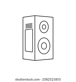 Audio speaker black and white flat vector icon design with editable stroke