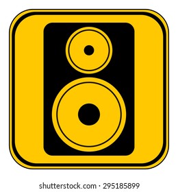 Audio speaker button on white background. Vector illustration.