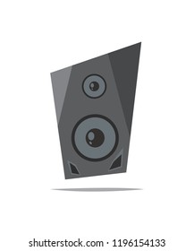 Audio speaker in cartoon style. Sound speaker, subwoofer icon, speaker system for concert equipment, stereo systems for home theater. Flat vector illustration isolated on white background.
