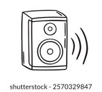 audio speaker doodle hand drawn icon. Outline drawing audio speaker line clipart symbol. Vector illustration