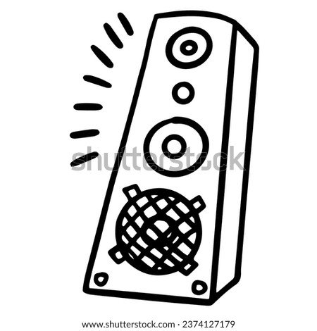 Audio speaker  doodle vector line illustration.  Dj icon  speakers isolated for party, music, sound equipment poster, flyer, sale web banner design.