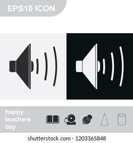 Audio speaker flat black and white vector icon.