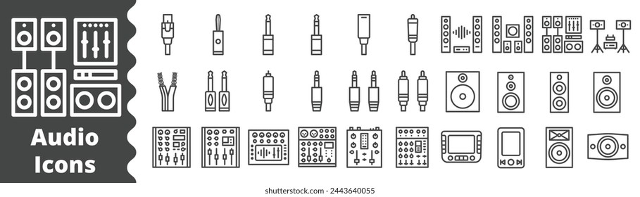 Audio-Lautsprechersymbol, Kabel, Mixer, Musik, Klinkenstecker