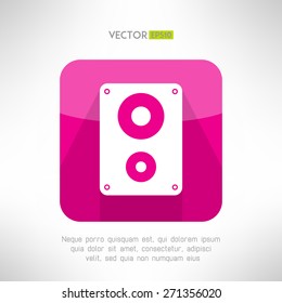 Audio speaker icon in moder flat design. Clean and simple megaphone sign with long shadow. Vector illustration