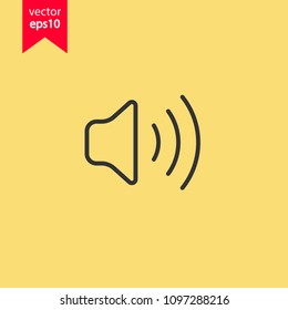 Audio speaker icon. Mute sound vector sign. Yellow background. EPS 10 vector sign.