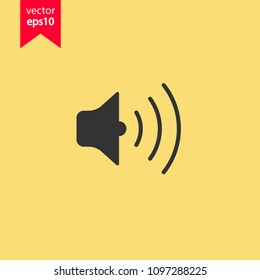 Audio speaker icon. Mute sound vector sign. Yellow background. EPS 10 vector sign.