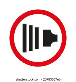 Audio speaker icon. Red circle. Computer button. Simple art. App element. Flat design. Vector illustration. Stock image. 