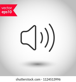 Audio speaker icon. Stereo sound speaker icon. Mute icon. Media speaker sign. EPS 10 vector sign. Studio background.