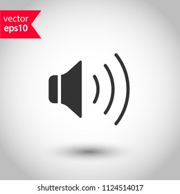 Audio speaker icon. Stereo sound speaker icon. Mute icon. Media speaker sign. EPS 10 vector sign. Studio background.