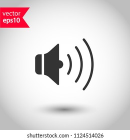Audio speaker icon. Stereo sound speaker icon. Mute icon. Media speaker sign. EPS 10 vector sign. Studio background.