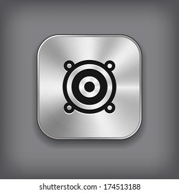 Audio speaker icon - vector metal app button with shadow
